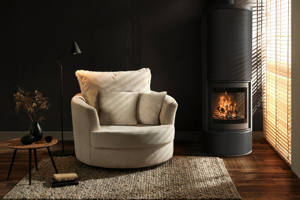 SESSEL Flachgewebe Weiß    - Schwarz/Weiß, KONVENTIONELL, Textil/Metall (115/72/115cm) - Ambia Home