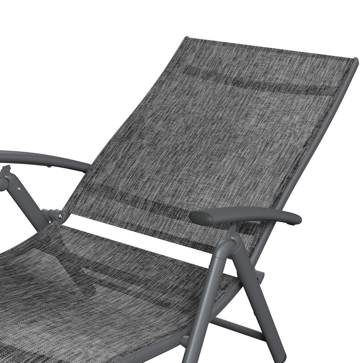 GARTENLIEGE 61/94/180 cm  - Anthrazit/Grau, Basics, Textil/Metall (61/94/180cm) - Ambia Garden