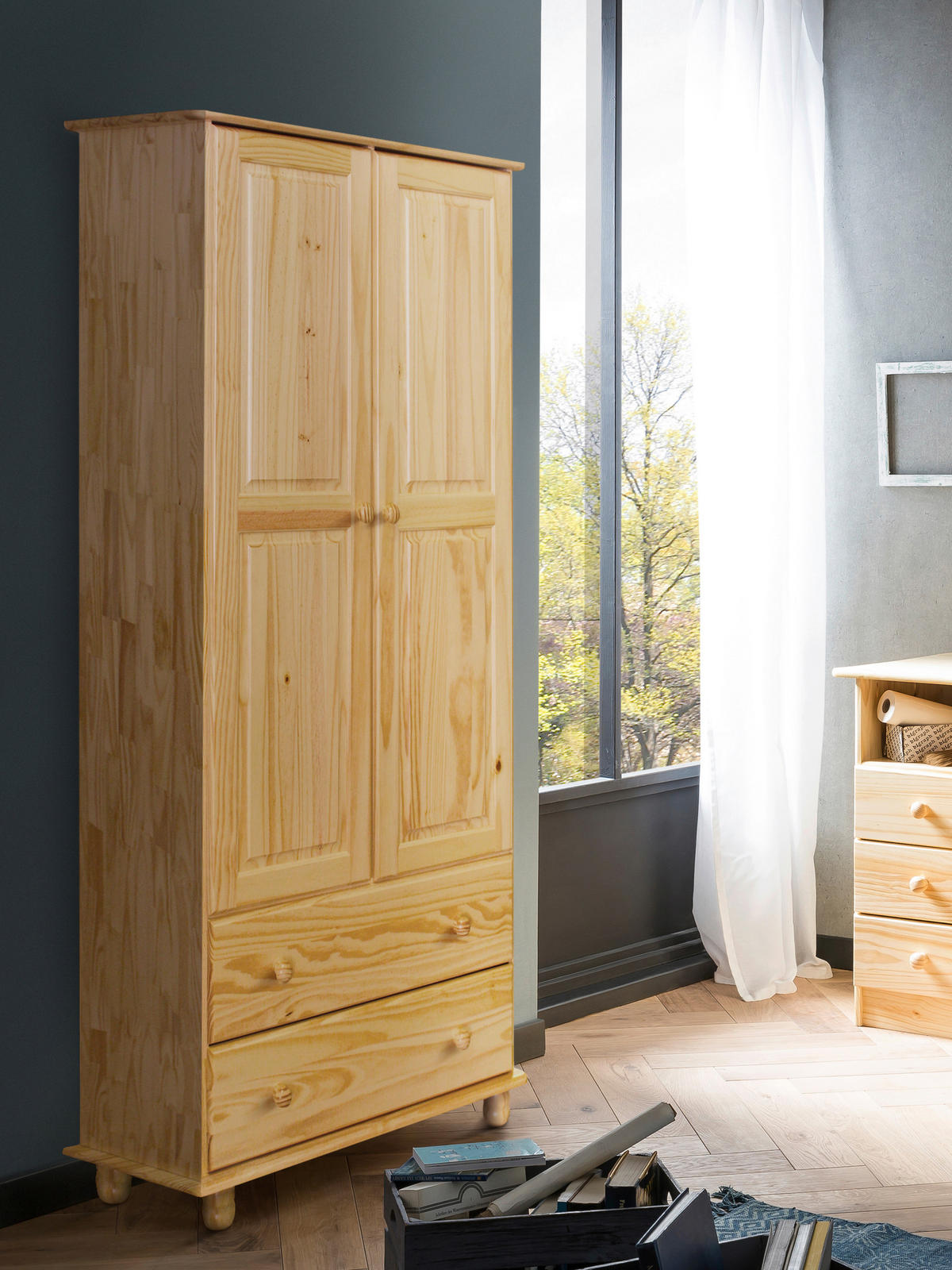 GARDEROB 82/177/52 cm 2-dörrar - naturfärgad, Natur, trä (82/177/52cm) - Livetastic