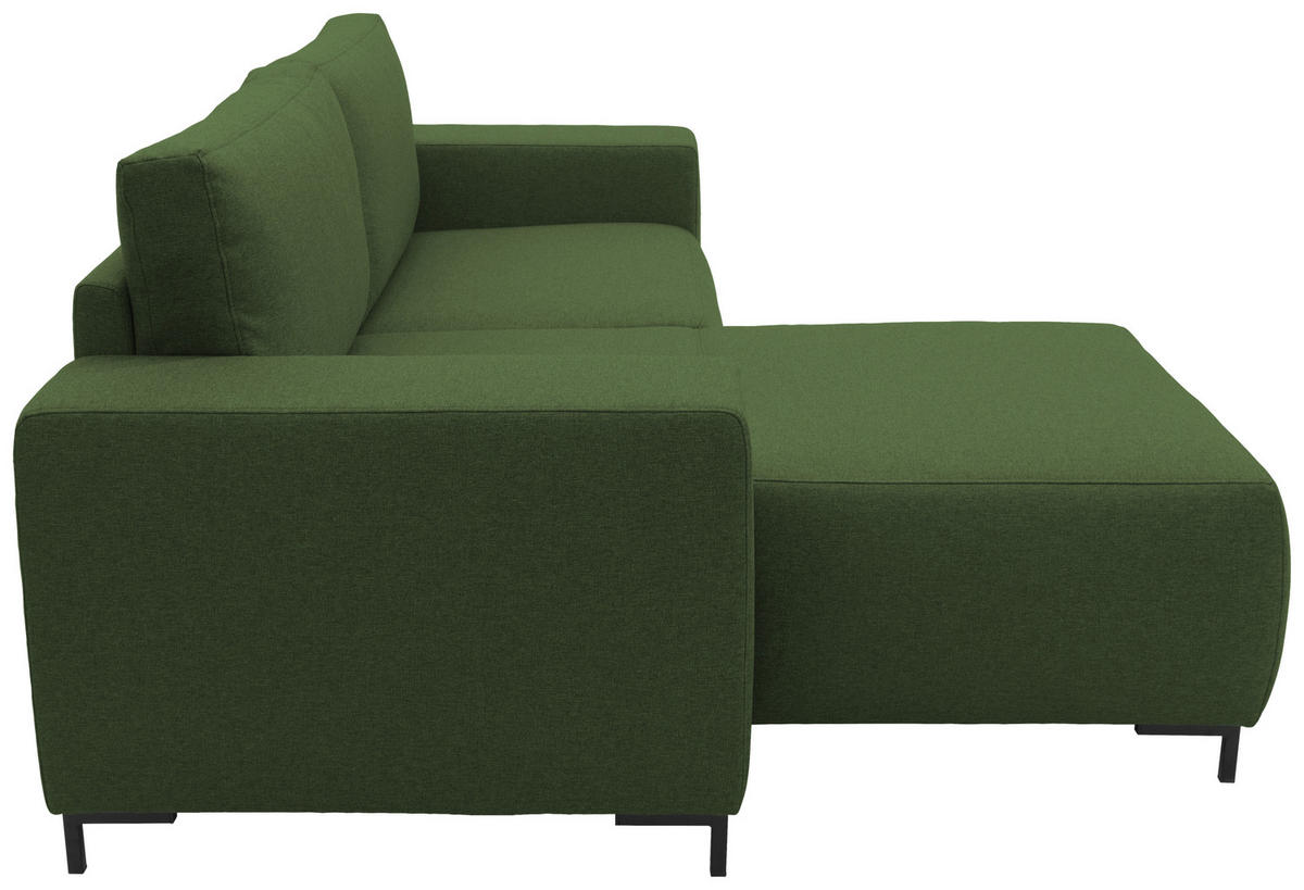 ECKSOFA in Webstoff Grün  242/160 cm  - Schwarz/Grün, Design, Textil/Metall (242/160cm) - LOOKS by W.Joop