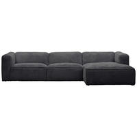 ECKSOFA in Cord Schwarz  332/163 cm  - Schwarz, Design, Kunststoff/Textil (332/163cm) - Stylife