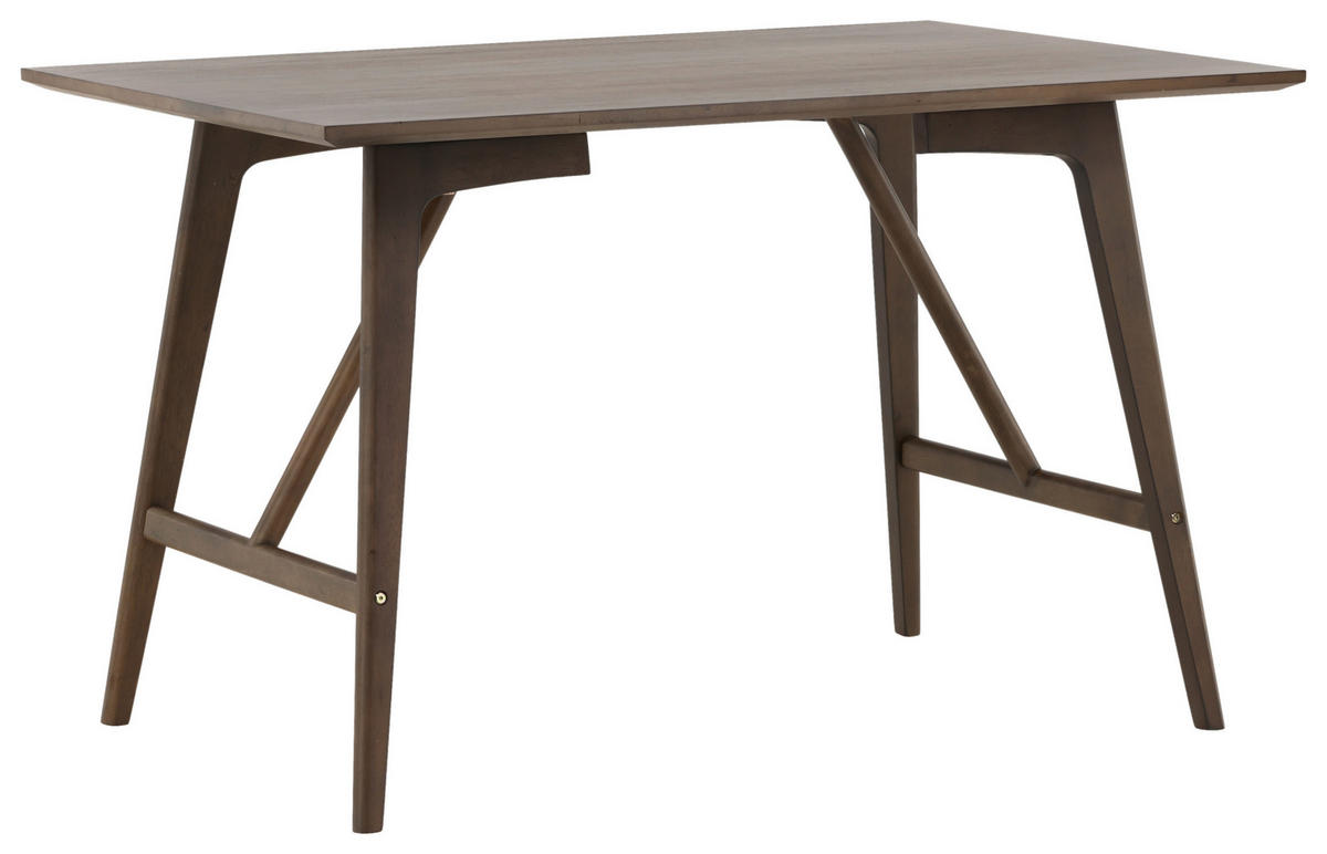 ESSTISCH Kautschukholz furniert, massiv rechteckig Dunkelbraun  - Dunkelbraun, Design, Holz/Holzwerkstoff (120/80/75cm) - Livetastic