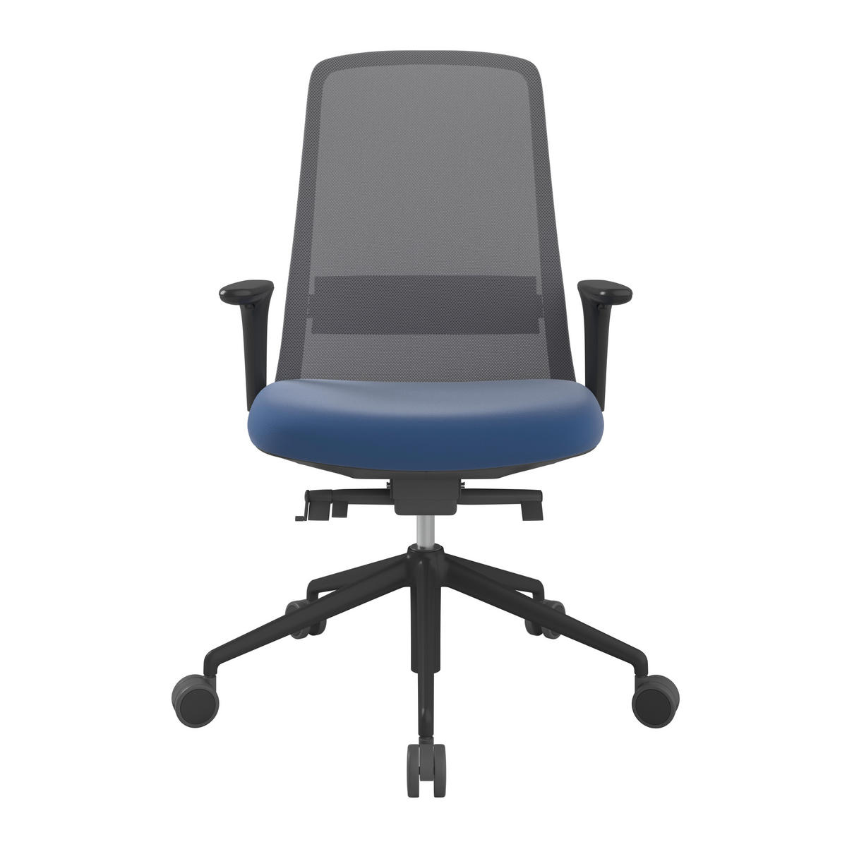 DREHSTUHL Lederlook Blau, Grau, Schwarz  - Blau/Schwarz, MODERN, Kunststoff/Textil (70/103-115/70cm)