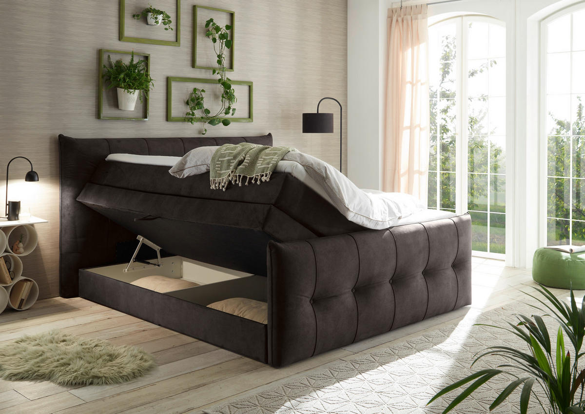 BOXSPRINGBETT 180/200 cm  in Braun, Grau  - Schwarz/Braun, Konventionell, Kunststoff/Textil (180/200cm) - Esposa