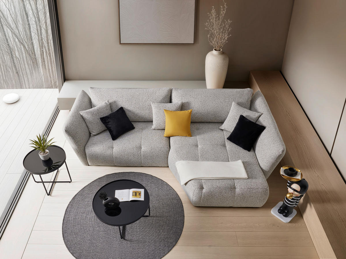 ECKSOFA Struktur Beige  - Beige/Schwarz, Modern, Textil (300/193cm) - Livetastic