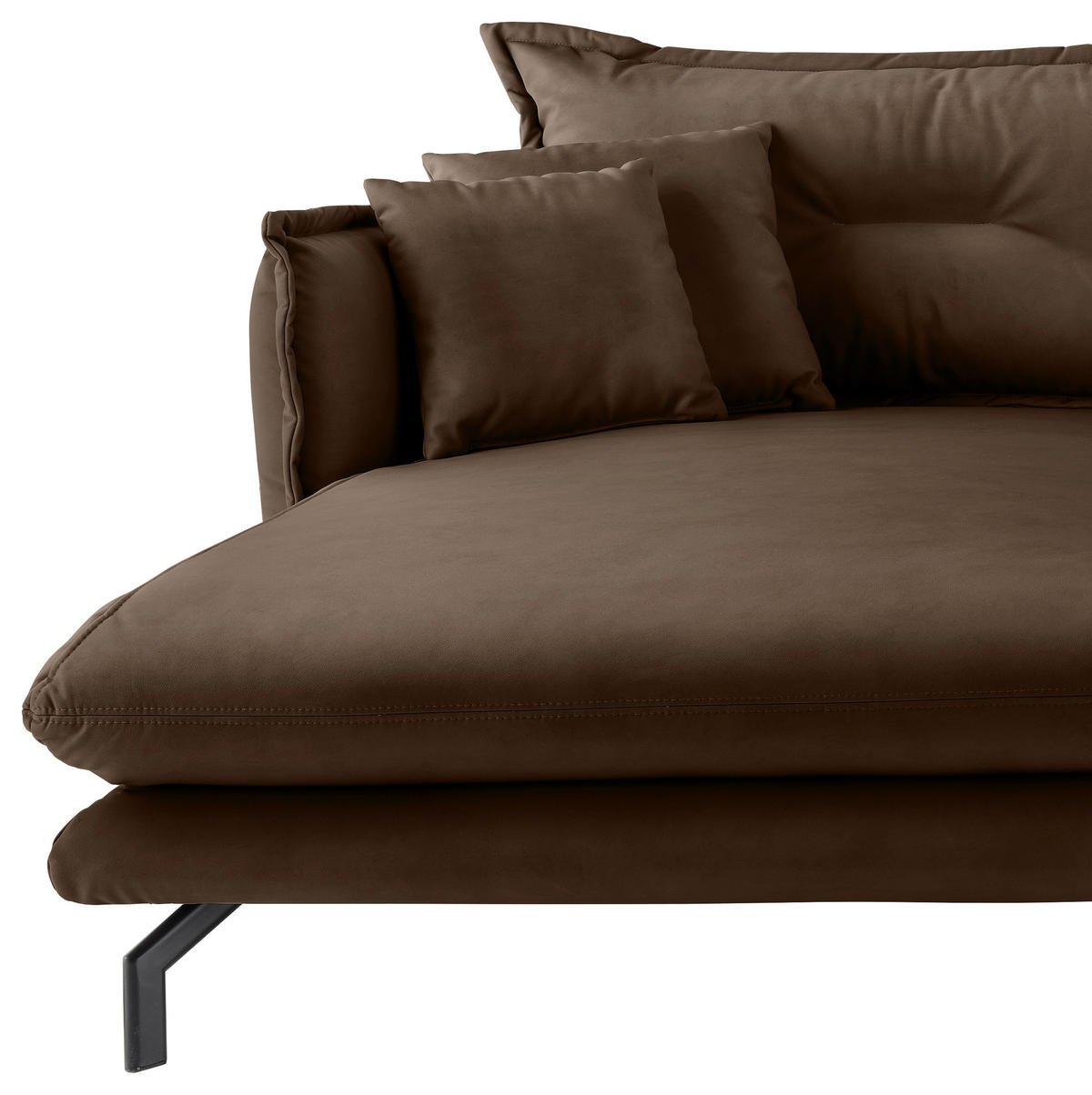ECKSOFA in Lederlook Braun  - Schwarz/Braun, Modern, Textil/Metall (180/255cm) - Livetastic