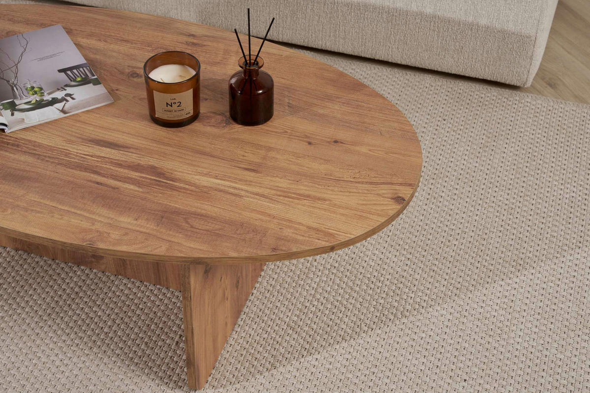 COUCHTISCH 120/40/65 cm Freiform Pinienfarben  - Pinienfarben, Design, Holzwerkstoff (120/40/65cm) - MID.YOU