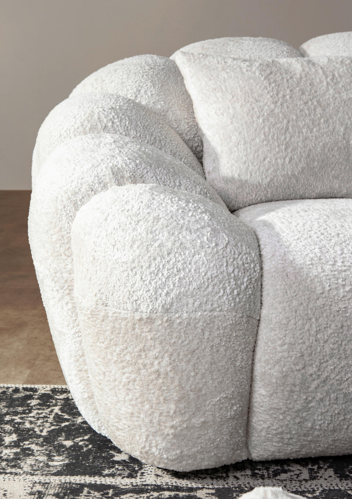 BIGSOFA in Chenille Creme  - Creme/Schwarz, KONVENTIONELL, Kunststoff/Textil (248/78/112cm) - Carryhome