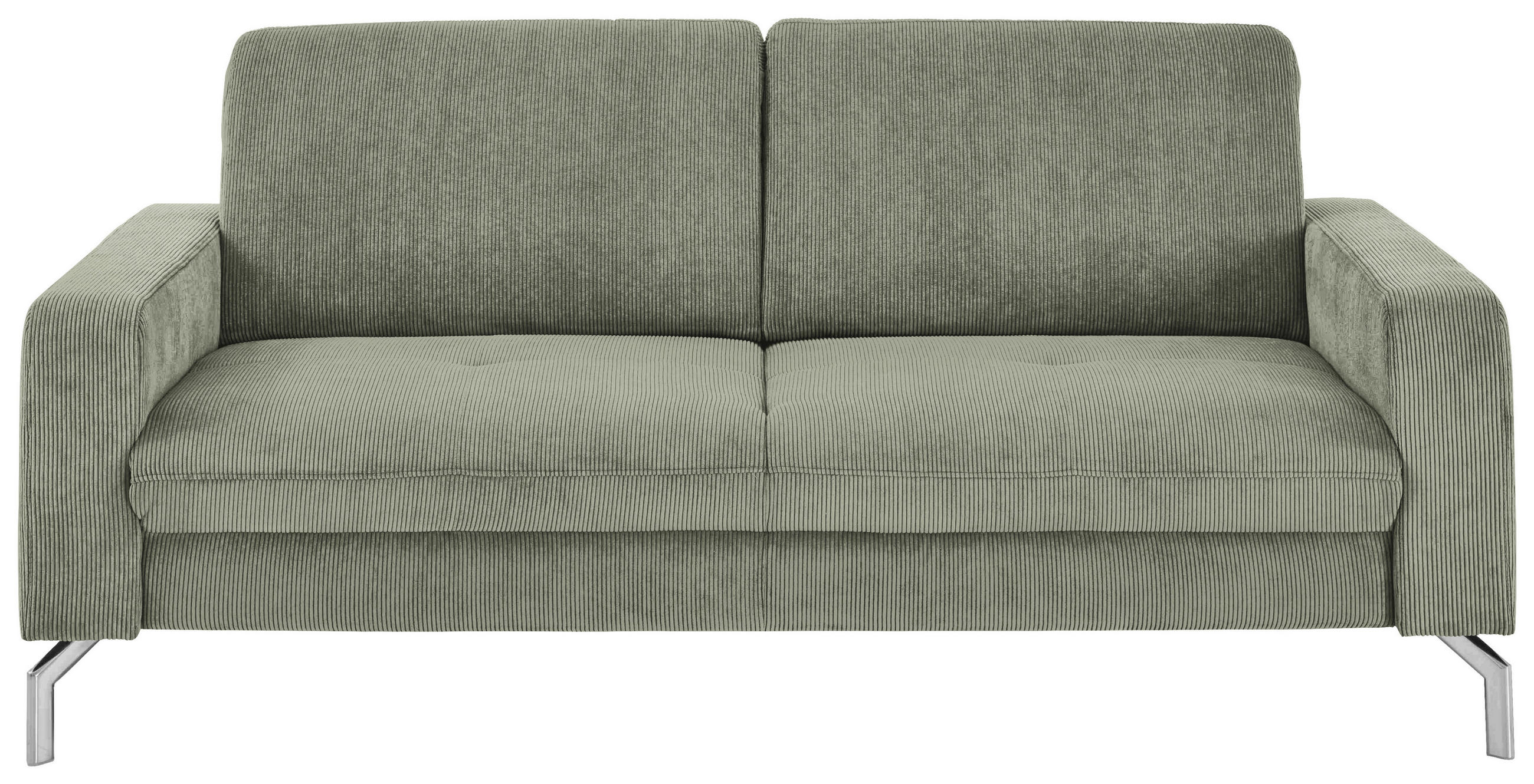 3-SITZER-SOFA Feincord Schilfgrün  - Schilfgrün/Chromfarben, Design, Textil/Metall (194/87/105cm) - Beldomo Style