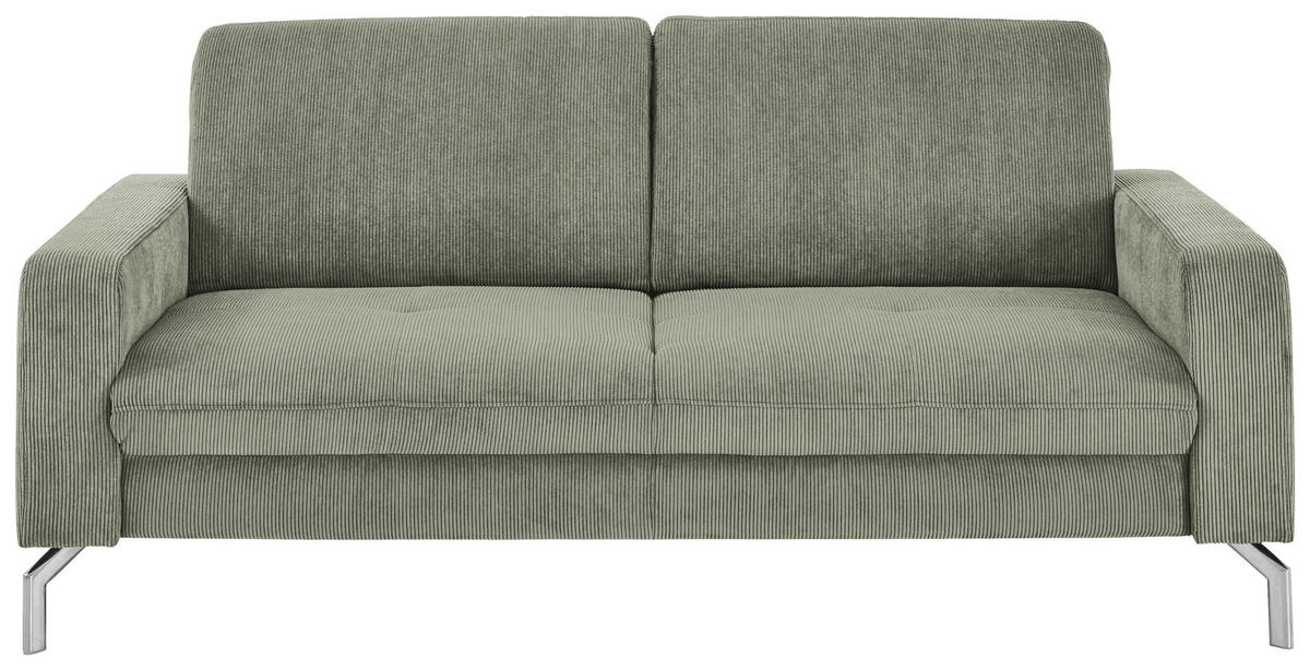 3-SITZER-SOFA Feincord Schilfgrün  - Schilfgrün/Chromfarben, Design, Textil/Metall (194/87/105cm) - Beldomo Style
