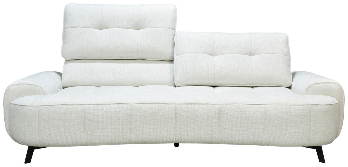 2-SITZER-SOFA Chenille Creme  - Creme/Schwarz, Design, Kunststoff/Textil (230/84/104/111/122cm) - Livetastic