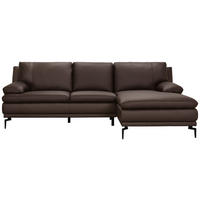 ECKSOFA Braun Echtleder  - Schwarz/Braun, Design, Leder (248/158cm) - MID.YOU