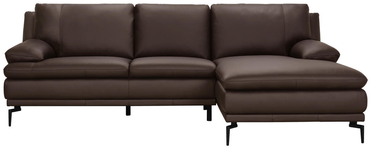 ECKSOFA Braun Echtleder  - Schwarz/Braun, Design, Leder (248/158cm) - MID.YOU