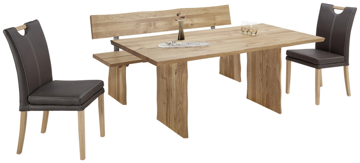SITZBANK 180/87/46 cm Eichefarben Wildeiche massiv  - Eichefarben, Design, Holz/Metall (180/87/46cm) - Linea Natura