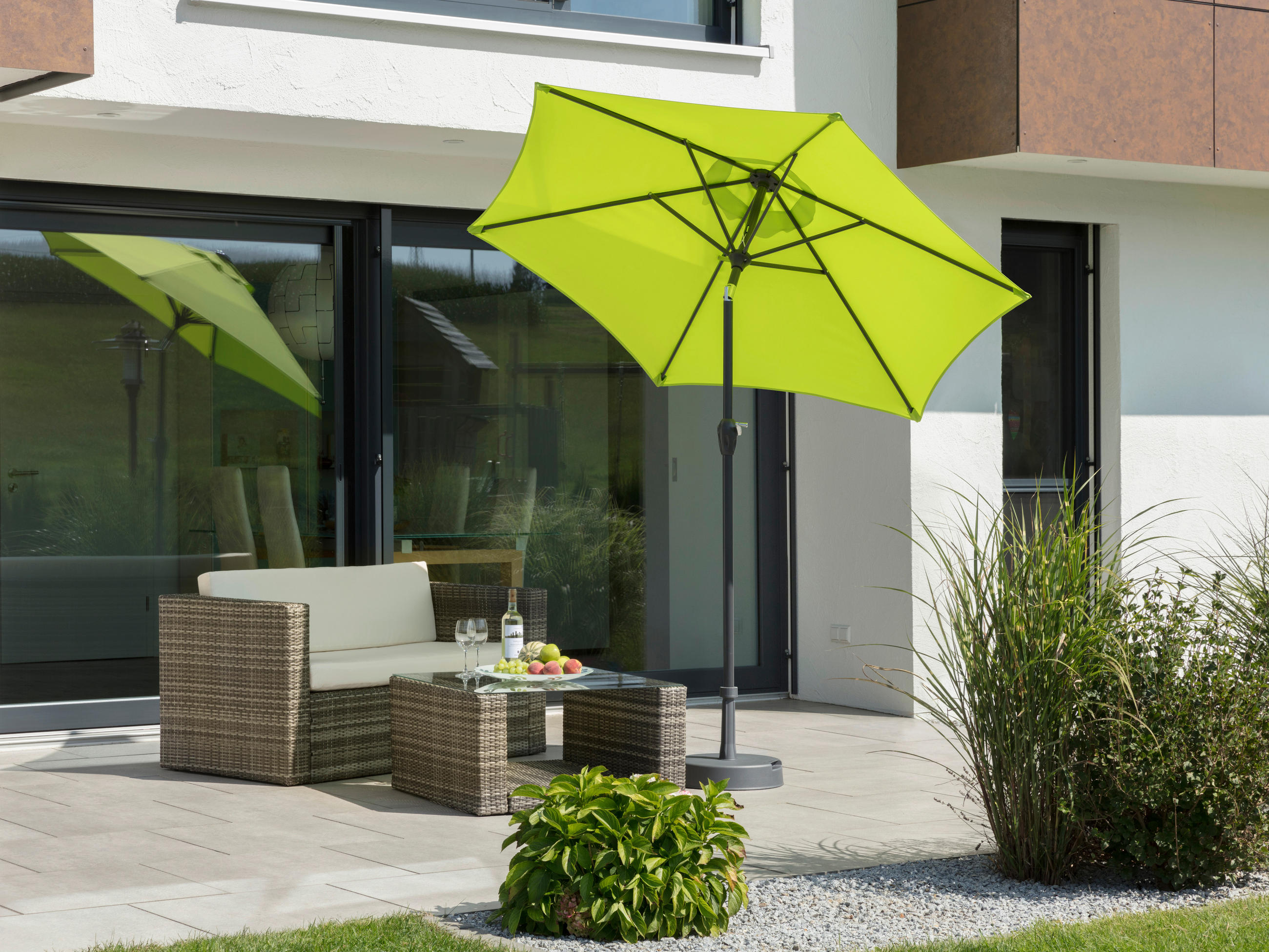 SONNENSCHIRM 220 cm Hellgrün  - Anthrazit/Hellgrün, Basics, Textil/Metall (220/210/220cm) - Schneider