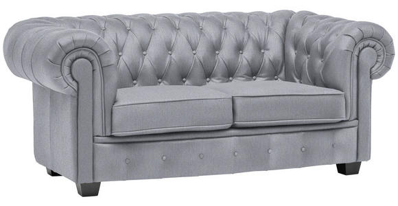 CHESTERFIELD-SOFA Webstoff Hellgrau  - Wengefarben/Hellgrau, LIFESTYLE, Holz/Textil (180/76,5/96cm) - Landscape