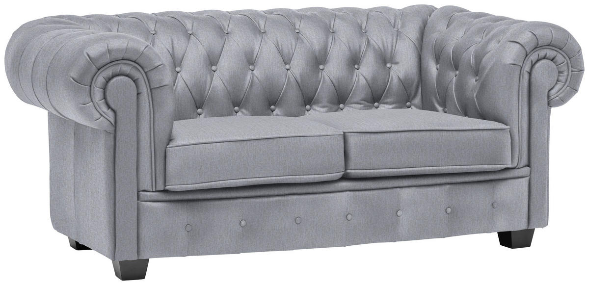 CHESTERFIELD-SOFA in Webstoff Hellgrau  - Wengefarben/Hellgrau, Lifestyle, Holz/Textil (180/76,5/96cm) - Landscape