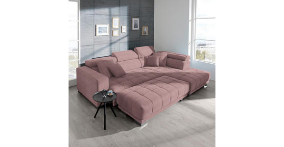 ECKSOFA in Mikrofaser Rosa  - Chromfarben/Rosa, Design, Textil/Metall (301/207cm) - Xora