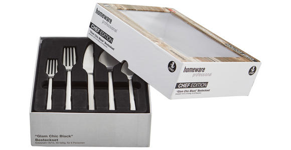BESTECKSET Glam Chic 30-teilig Edelstahl  - Schwarz, Design, Metall - Homeware Profession.