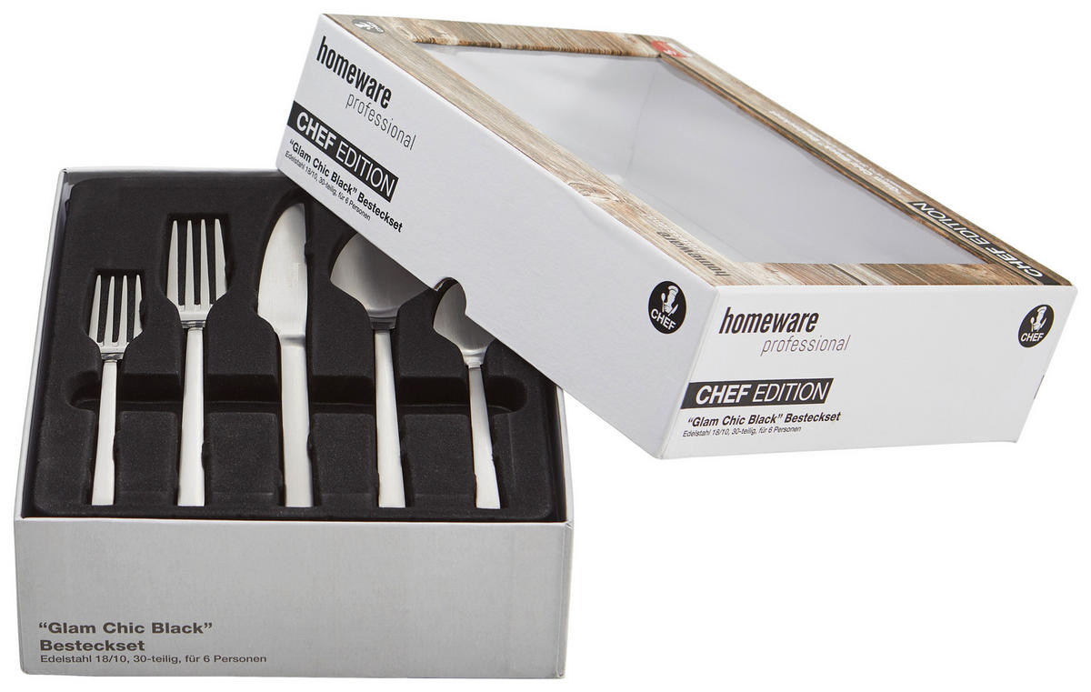 BESTECK-SET 30-teilig  Glam Chic  - Schwarz, Design, Metall - Homeware Profession.