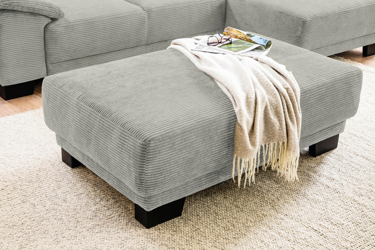 ECKSOFA in Cord Graubraun  270/174 cm  - Graubraun/Schwarz, Design, Holz/Textil (270/174cm) - Pure Home Lifestyle
