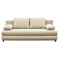 SCHLAFSOFA MELA in Chenille, Webstoff Beige  - Beige/Schwarz, Design, Kunststoff/Textil (206/87/88cm) - P & B