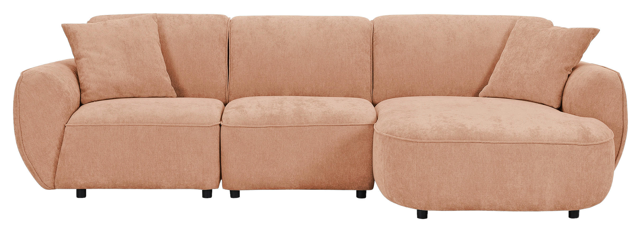 ECKSOFA Lachsfarben Flachgewebe Zierkissen, Rücken echt  - Schwarz/Lachsfarben, KONVENTIONELL, Kunststoff/Textil (285/155cm) - Milino