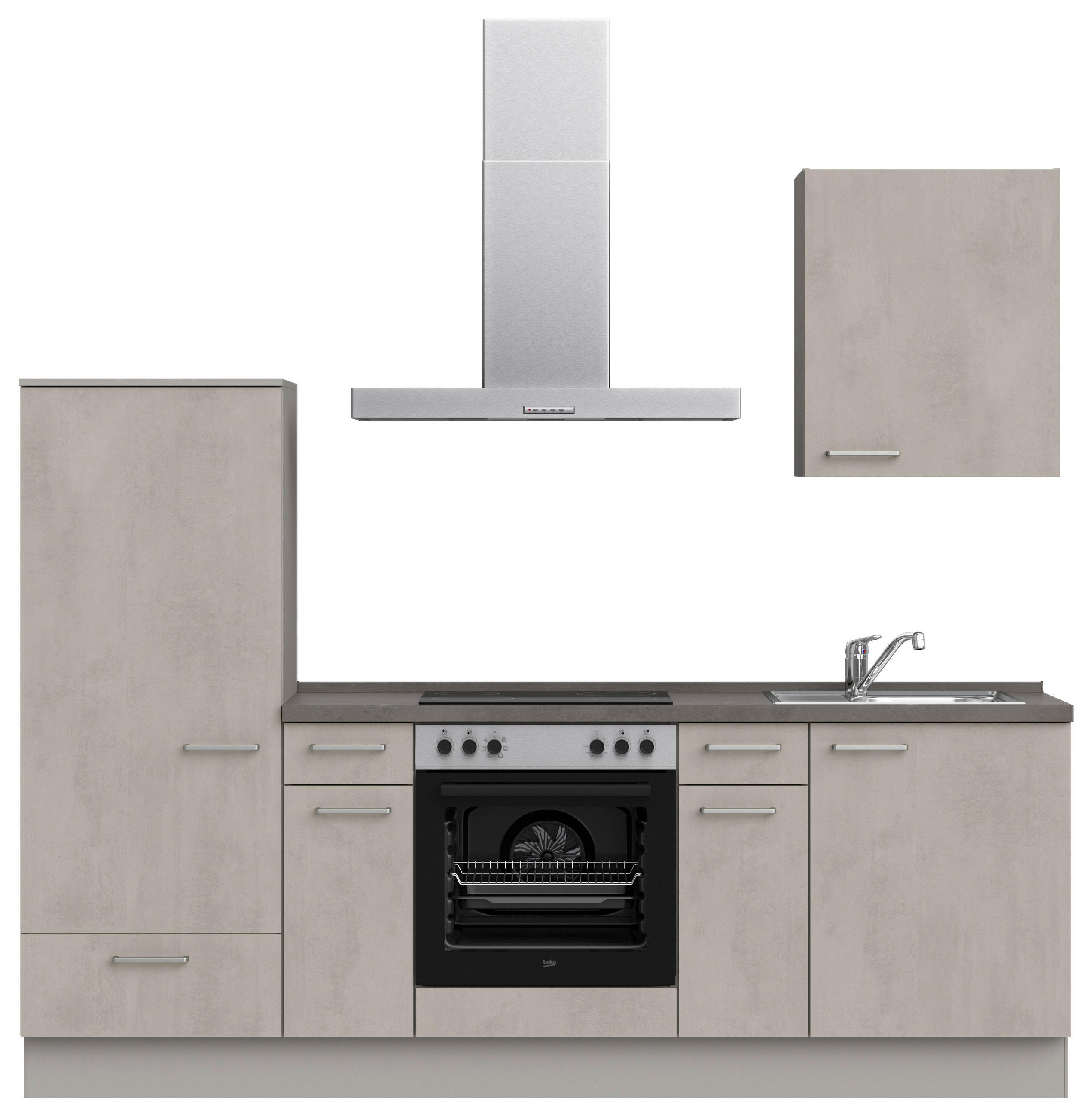 KÜCHENLEERBLOCK 240 cm   in Grau, Schieferfarben, Hellgrau  - Schieferfarben/Edelstahlfarben, MODERN, Holzwerkstoff/Metall (240cm) - Nobilia