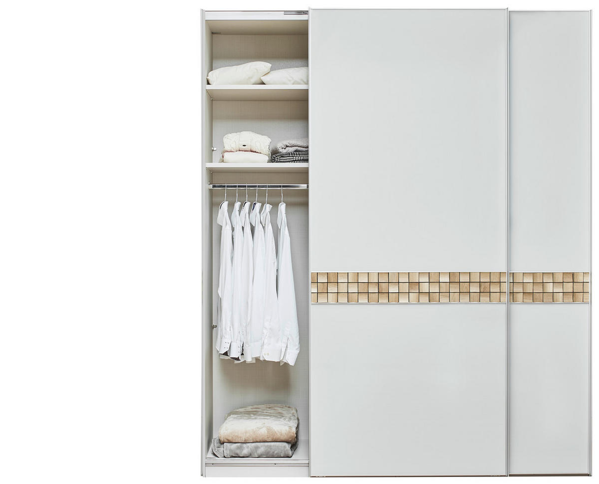 SCHWEBETÜRENSCHRANK in Grau, Eichefarben  - Eichefarben/Alufarben, Design, Glas/Holz (200/240/68cm) - Dieter Knoll