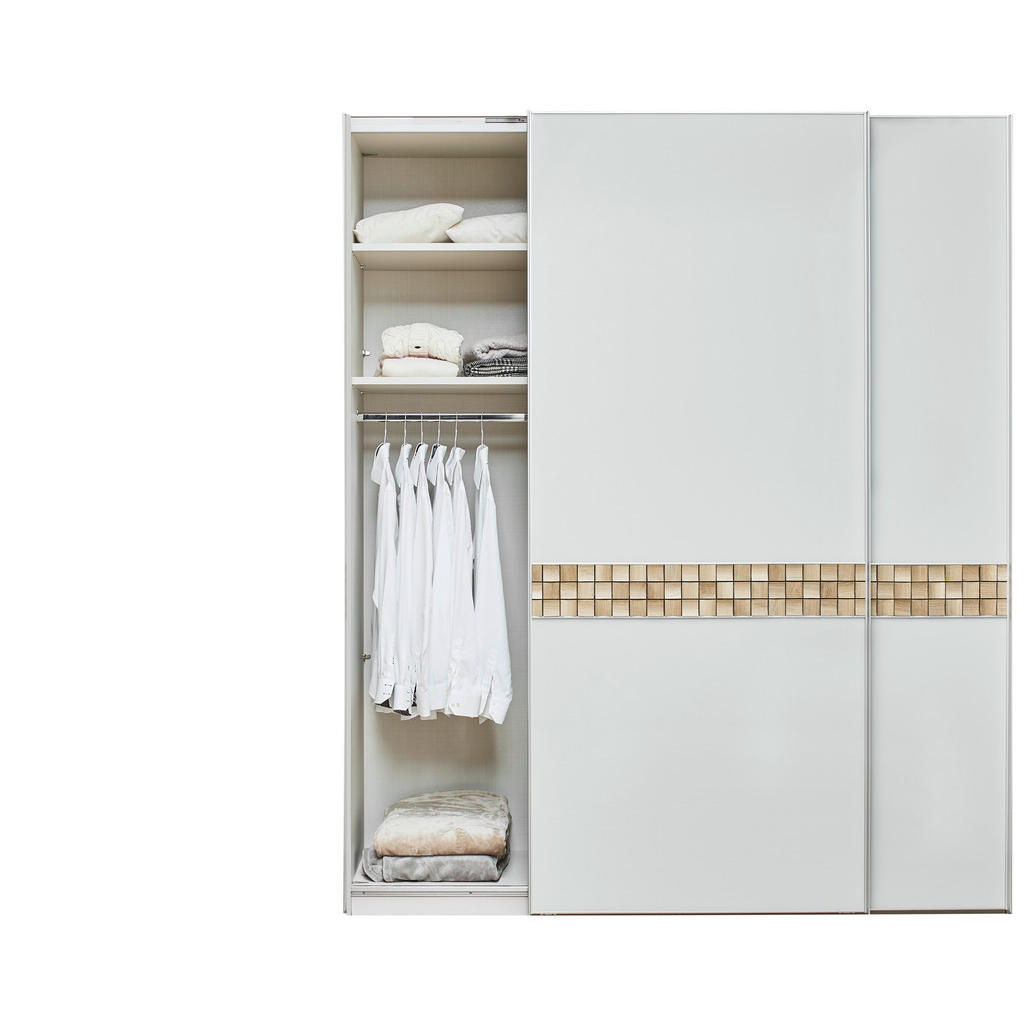 Thumbnail - Dieter Knoll Schwebetürenschrank, Grau, Eiche, Holzwerkstoff, Eiche, massiv, 4 Fächer, 225x240x68 cm, Blauer Engel, BQ -...