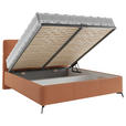 POLSTERBETT gepolstertes Kopfteil, Lattenrost Rostfarben 160/200 cm  - Rostfarben/Schwarz, MODERN, Holz/Textil (160/200cm) - Carryhome