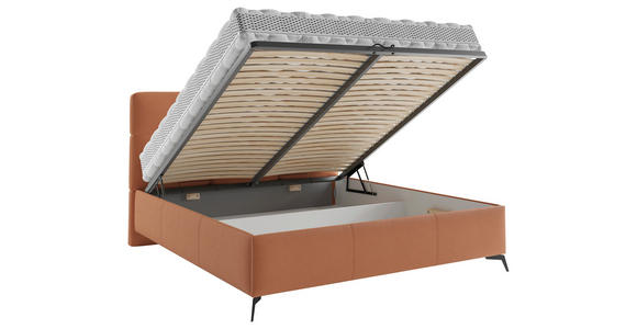 POLSTERBETT gepolstertes Kopfteil, Lattenrost Rostfarben 160/200 cm  - Rostfarben/Schwarz, MODERN, Holz/Textil (160/200cm) - Carryhome