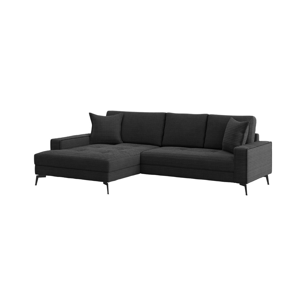 ECKSOFA ZERO Schwarz Cord Zierkissen, Rückenkissen  - Schwarz, Trend, Textil/Metall (173/286cm) - Livetastic