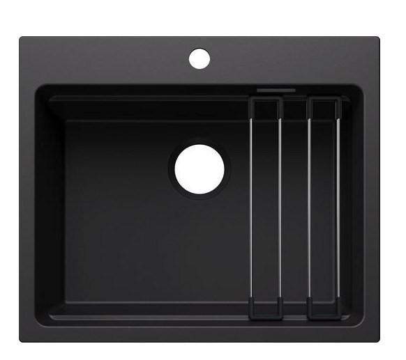 SPÜLE Etagon  - Schwarz, Basics, Stein/Metall (60/22/51cm) - Blanco