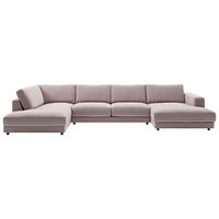 WOHNLANDSCHAFT in Cord Rosa  - Schwarz/Rosa, Design, Kunststoff/Textil (224/425/190cm) - Pure Home Lifestyle