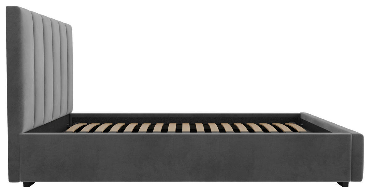 POLSTERBETT Lattenrost, Bettkasten 140/200 cm  in Anthrazit  - Anthrazit/Schwarz, Design, Holz/Kunststoff (140/200cm) - Boxxx