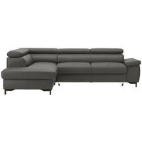 ECKSOFA in Echtleder Anthrazit  213/268 cm  - Anthrazit/Schwarz, Design, Leder/Metall (213/268cm) - Stylife