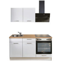 KÜCHENBLOCK 160 cm   in Weiß, Eichefarben  - Edelstahlfarben/Eichefarben, Design, Holzwerkstoff/Metall (160cm) - Pino