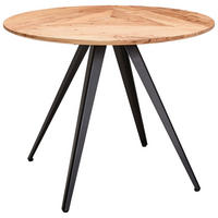 ESSTISCH 100/100/76 cm Echtholz  Holz, Metall rund Schwarz, Akaziefarben  - Schwarz/Akaziefarben, LIFESTYLE, Holz/Metall (100/100/76cm) - Landscape