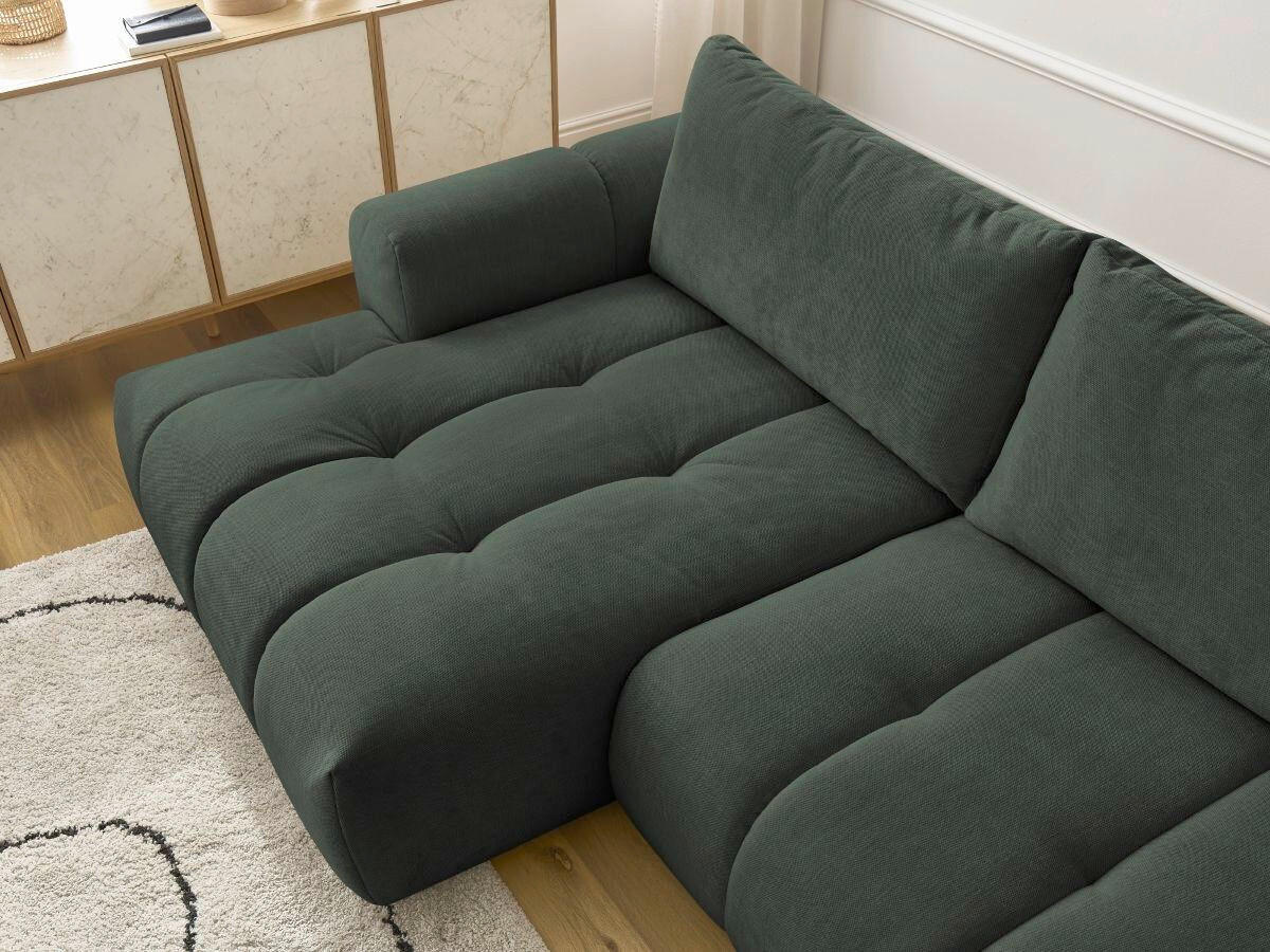 ECKSCHLAFSOFA FUJI Leinenoptik Grün  inkl.  - Schwarz/Grün, MODERN, Kunststoff/Textil (160/292cm)