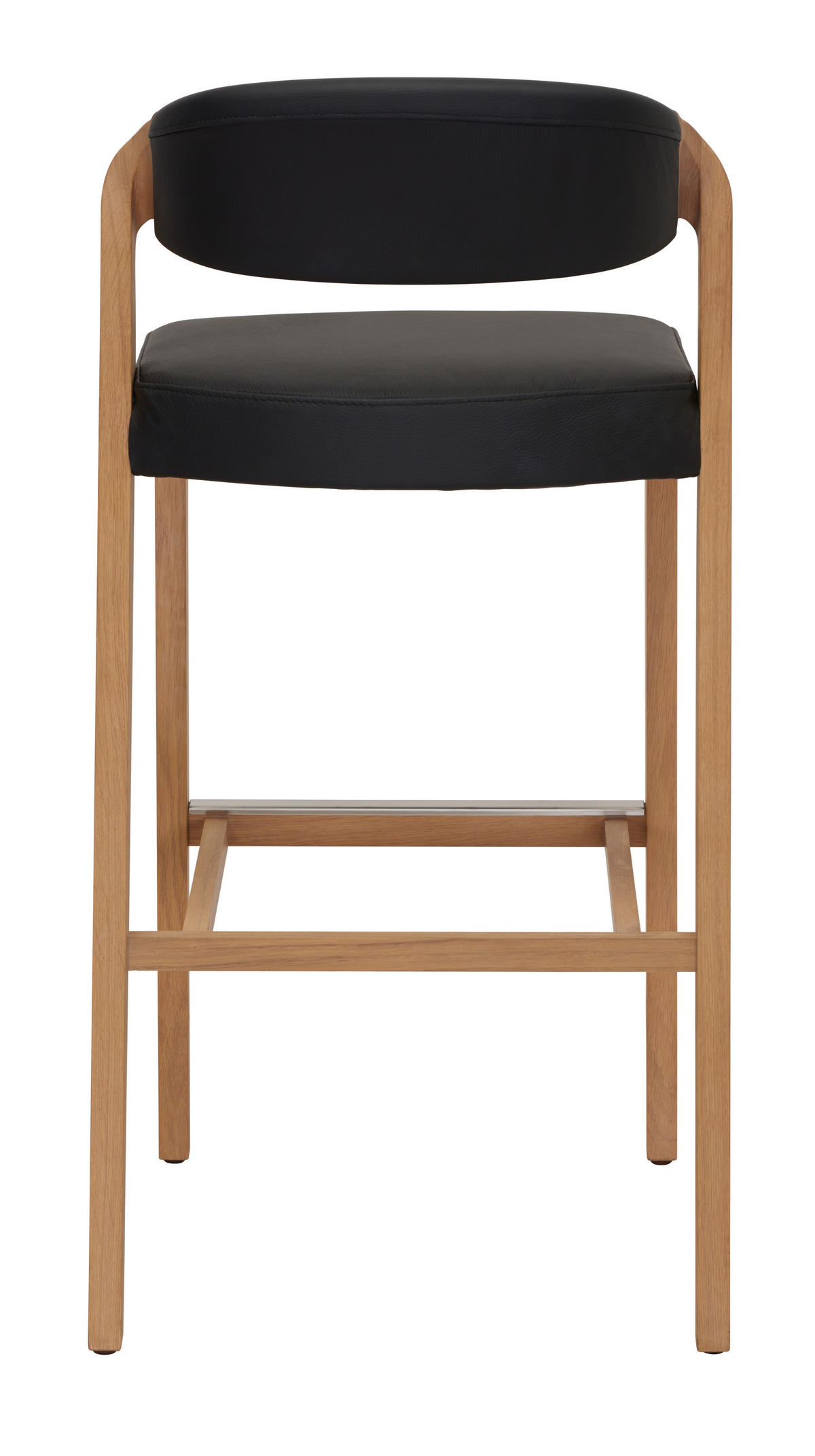 BARHOCKER in Holz, Leder Schwarz, Wildeiche  - Wildeiche/Schwarz, Natur, Leder/Holz (52/103/52cm) - Voglauer