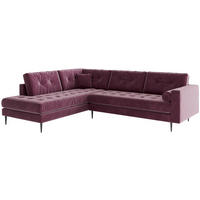 ECKSOFA Scott in Flachgewebe Weinrot  259/205 cm  - Edelstahlfarben/Weinrot, Design, Textil/Metall (259/205cm) - Livetastic