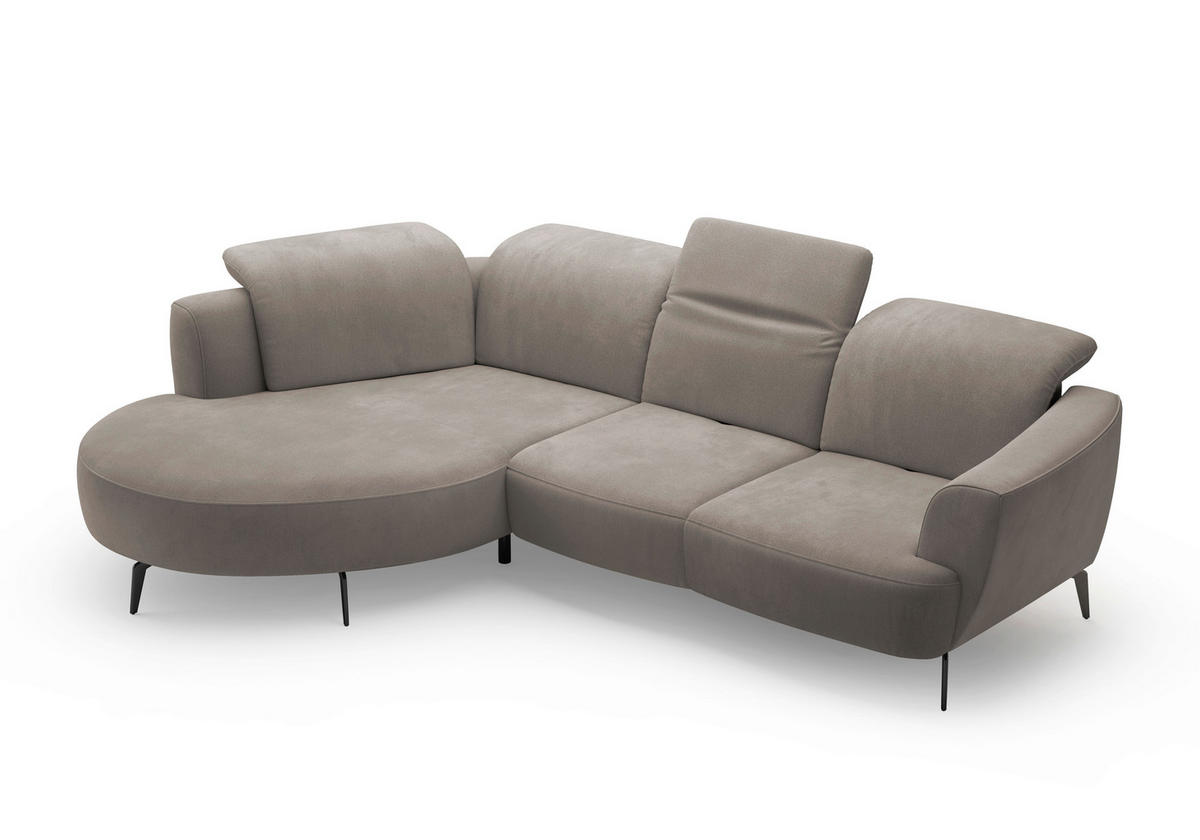 ECKSOFA in Flachgewebe Schlammfarben  199/309 cm  - Schlammfarben/Schwarz, KONVENTIONELL, Textil/Metall (199/309cm) - Sit & More