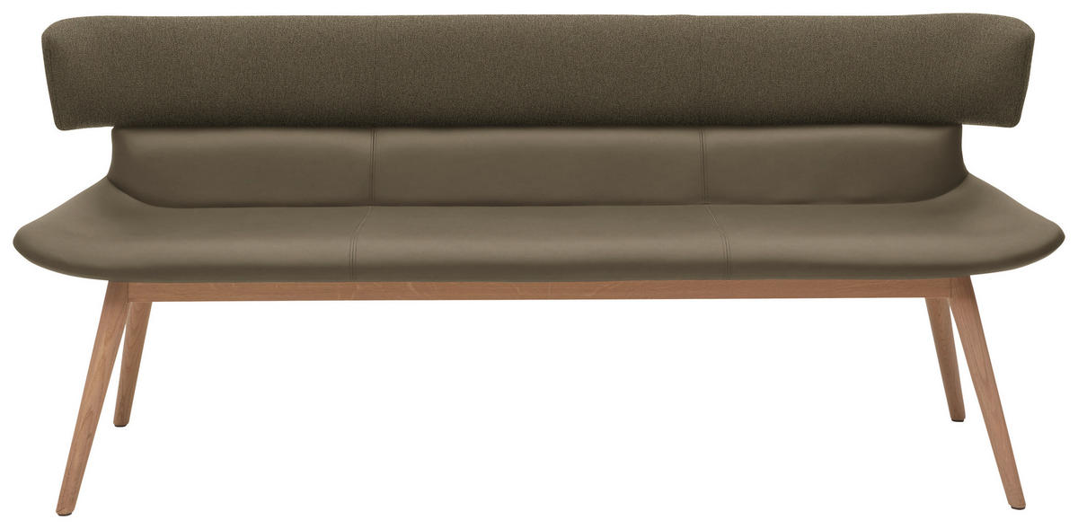 SITZBANK 210/84,5/64,5 cm  in Eichefarben, Graubraun  - Eichefarben/Graubraun, Natur, Leder/Holz (210/84,5/64,5cm) - Voglauer