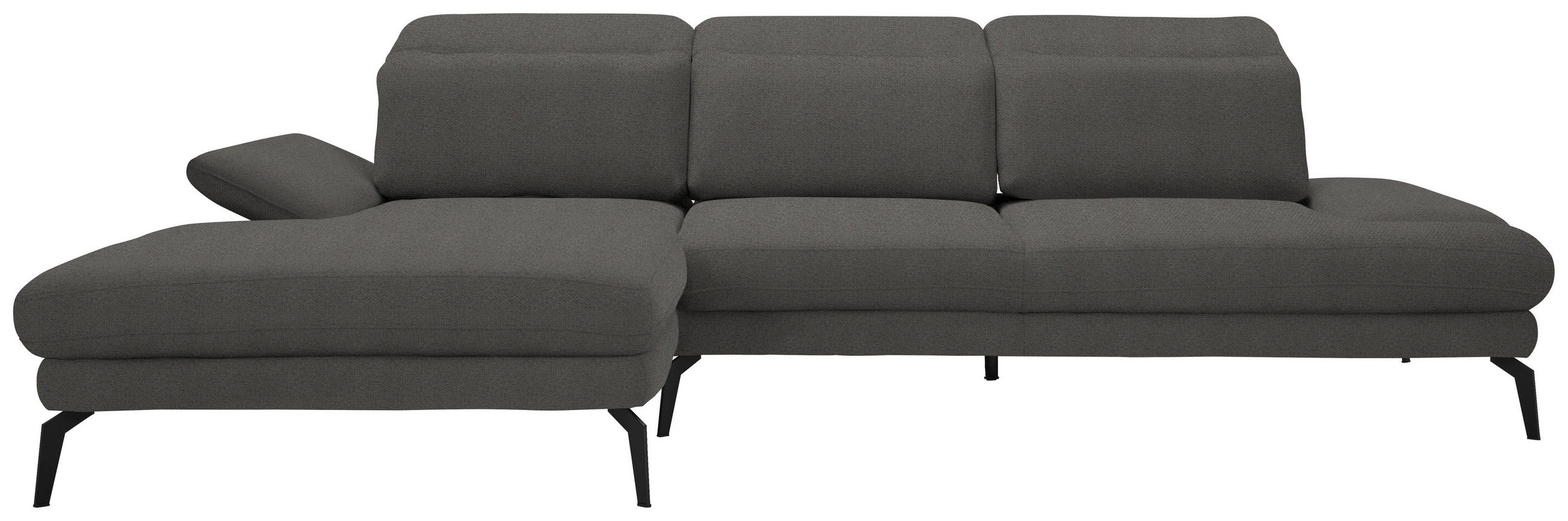 ECKSOFA in Chenille Dunkelgrau  - Dunkelgrau/Schwarz, Design, Textil/Metall (180/289cm) - Stylife
