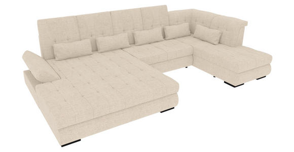 WOHNLANDSCHAFT  in Struktur Perlmutt  - Perlmutt/Schwarz, KONVENTIONELL, Kunststoff/Textil (191/363/212cm) - Carryhome