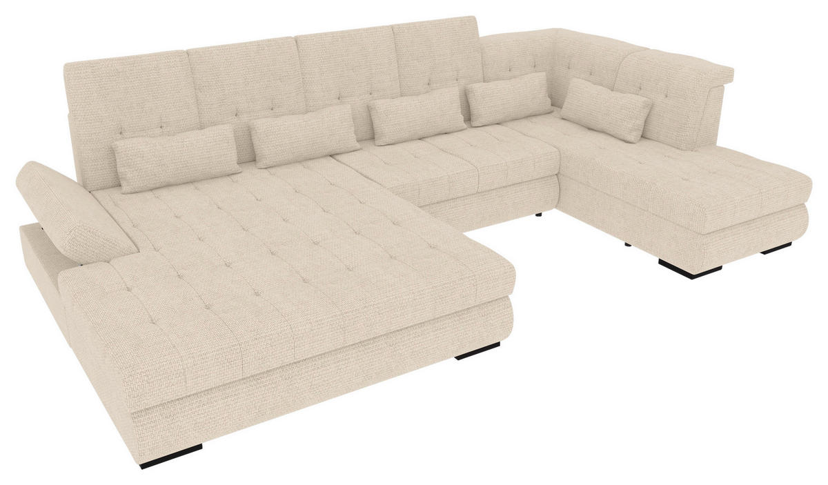 WOHNLANDSCHAFT Perlmutt Struktur  - Perlmutt/Schwarz, KONVENTIONELL, Kunststoff/Textil (212/358/222cm) - Carryhome