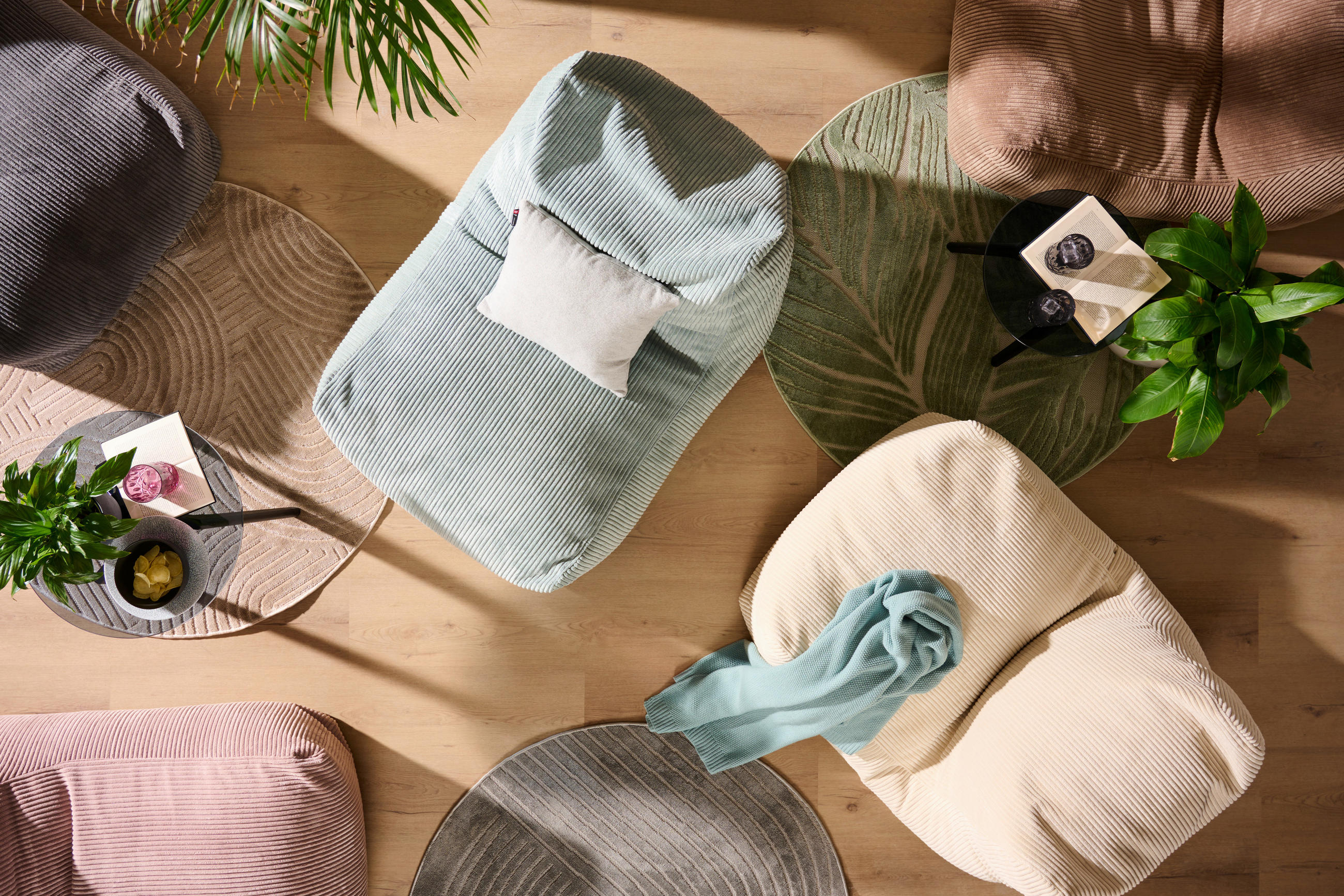 SITZSACK Cord 240 L  - Mintgrün, Trend, Textil (83/70/120cm) - Livetastic