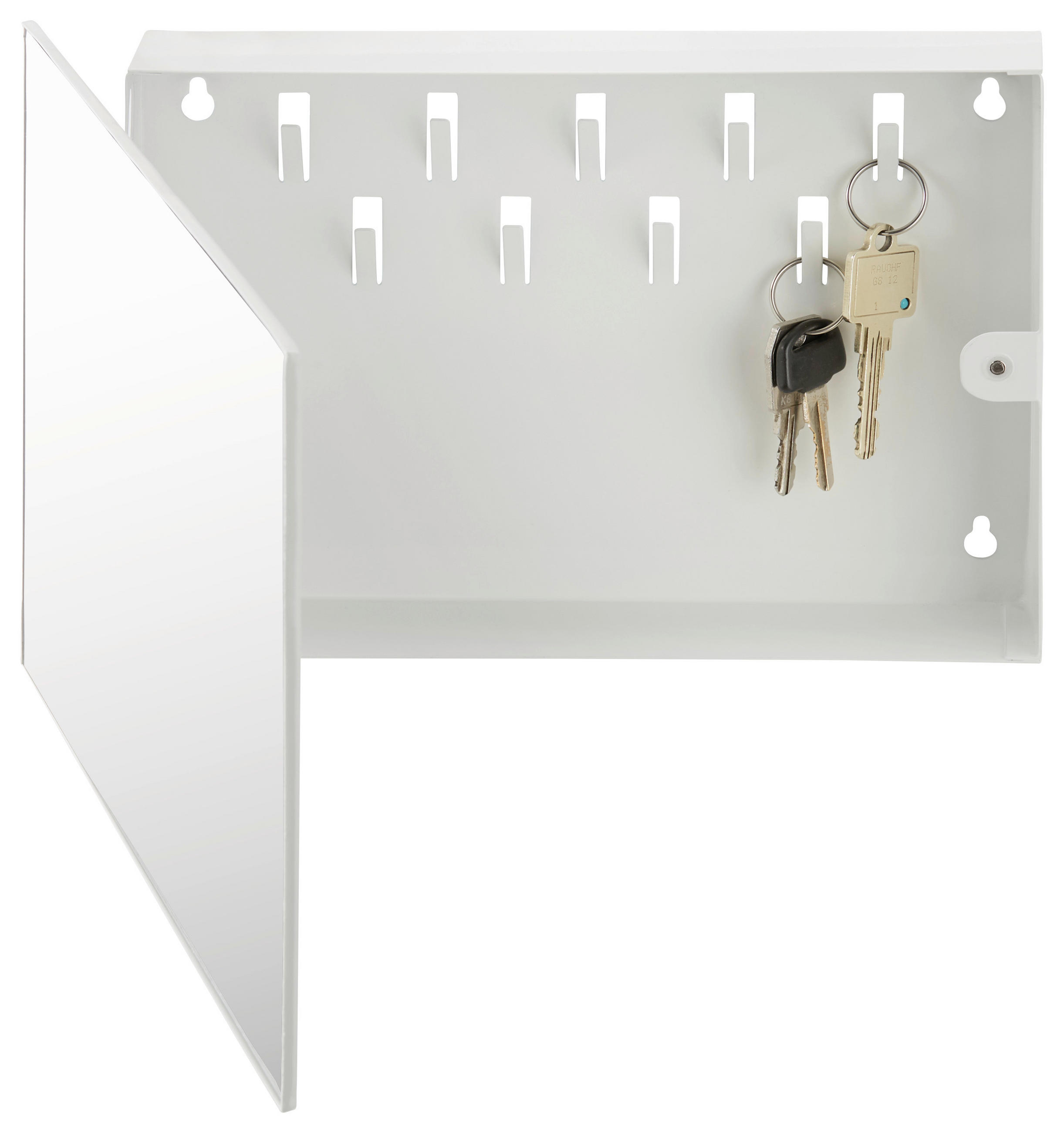 SCHLÜSSELKASTEN Weiß  - Weiß, MODERN, Glas/Metall (28/19/4cm)