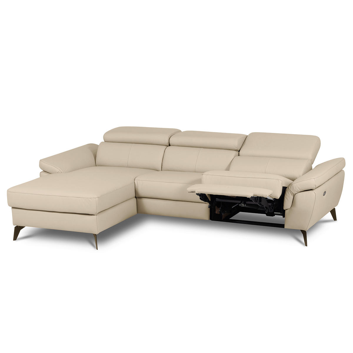 ECKSOFA  in Lederlook Echtleder Grau  252/179 cm  - Schwarz/Grau, Design, Leder/Textil (252/179cm) - Livetastic